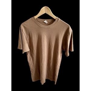 Vintage 80s BVD Brown Blank T Shirt Sz Large USA Made Single Stitch Rare Holes